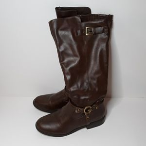 G by Guess Brown Zip Up Wide Calf Boots